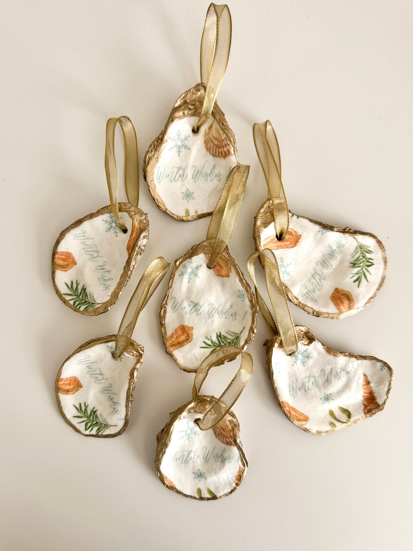 Seashells & Winter Wishes Oyster Ornament