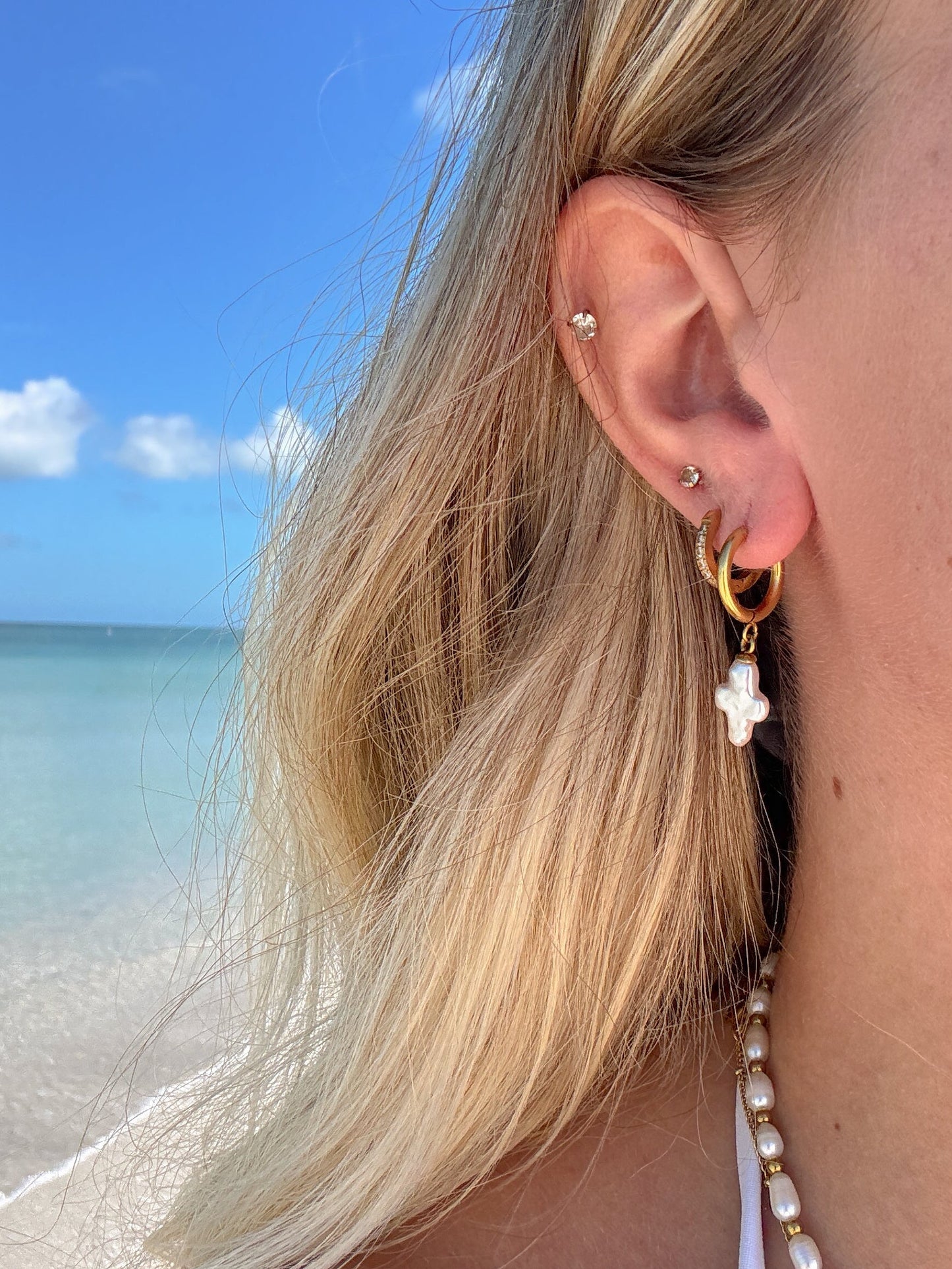 Cross by the Sea Earrings