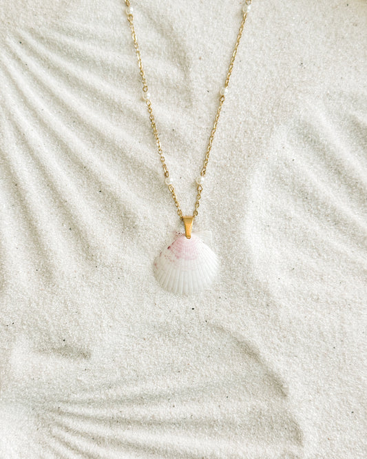Dainty Pearl Gold Shell Necklace