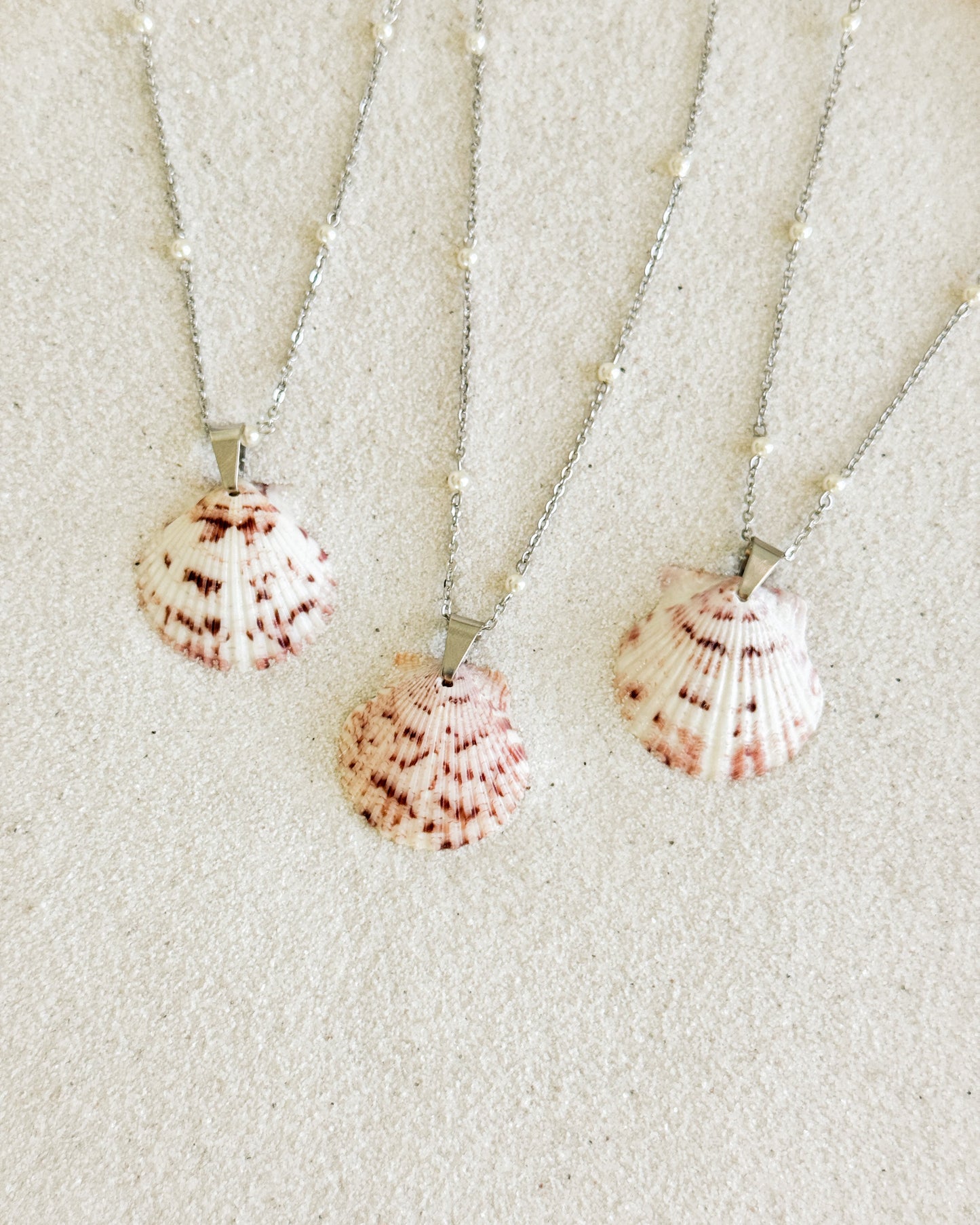 Dainty Pearl Silver Shell Necklace