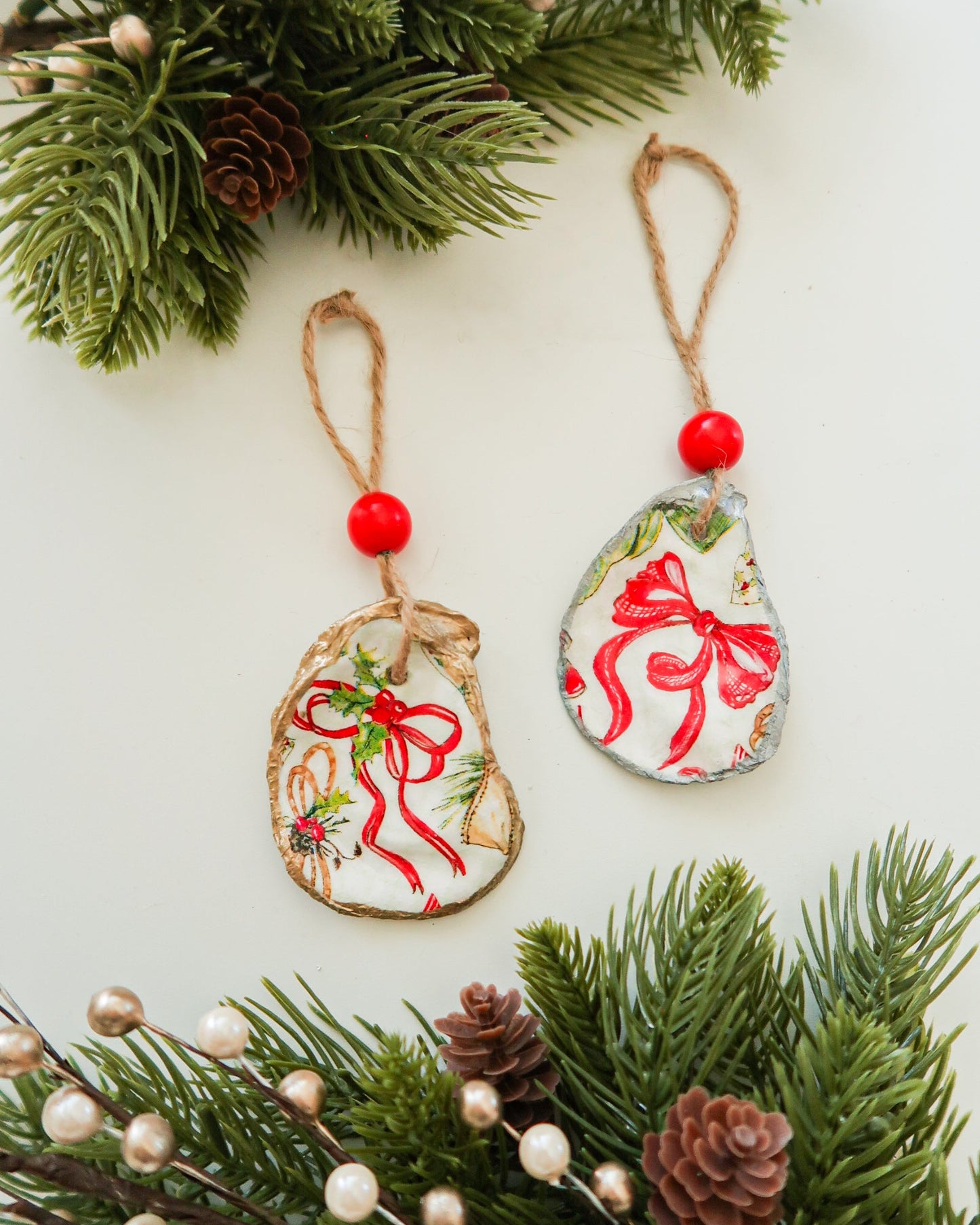 Red Bow Oyster Ornament