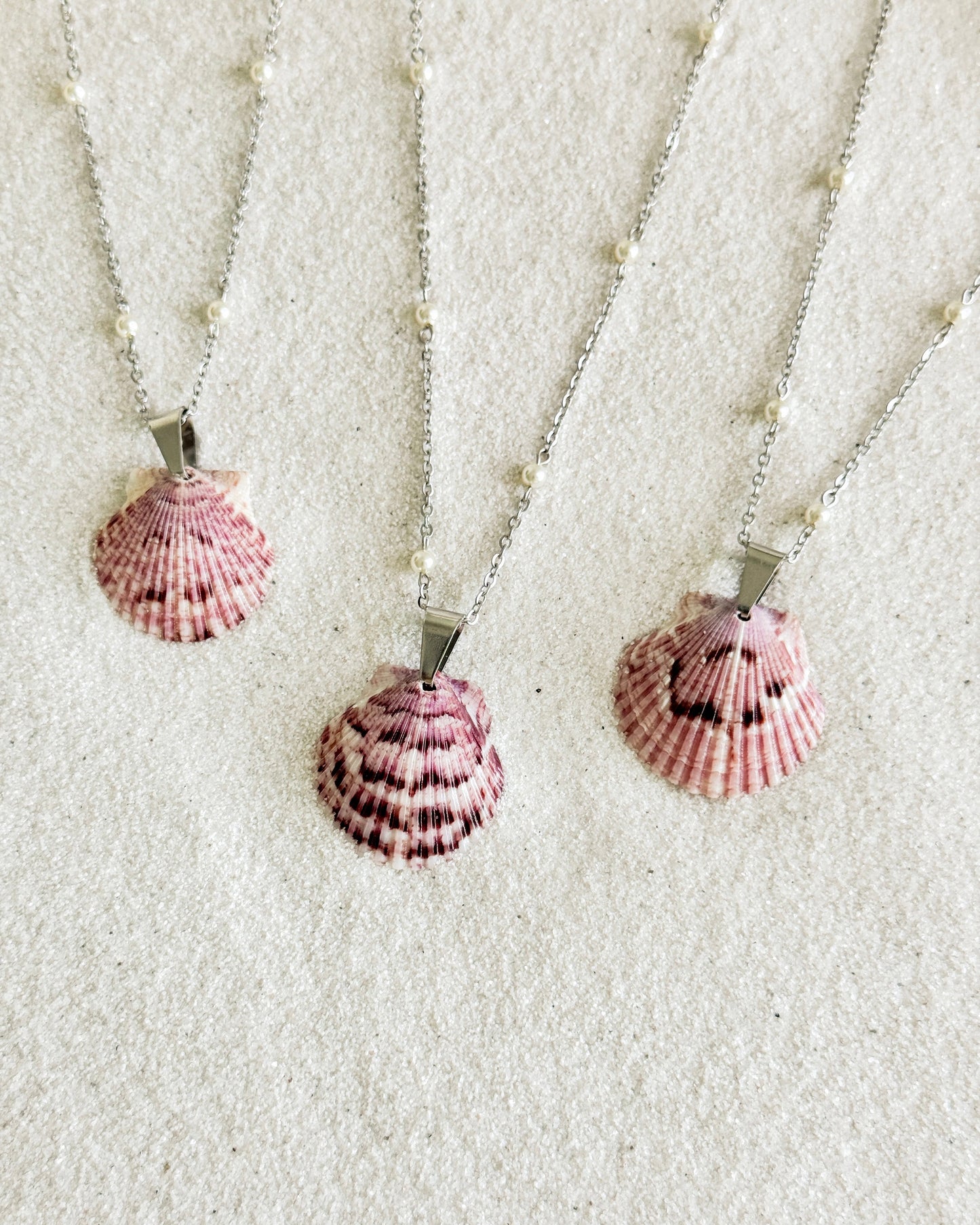 Dainty Pearl Silver Shell Necklace