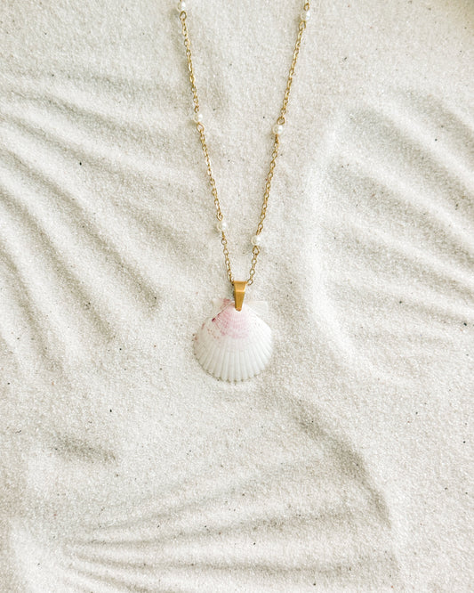 Dainty Pearl Gold Shell Necklace