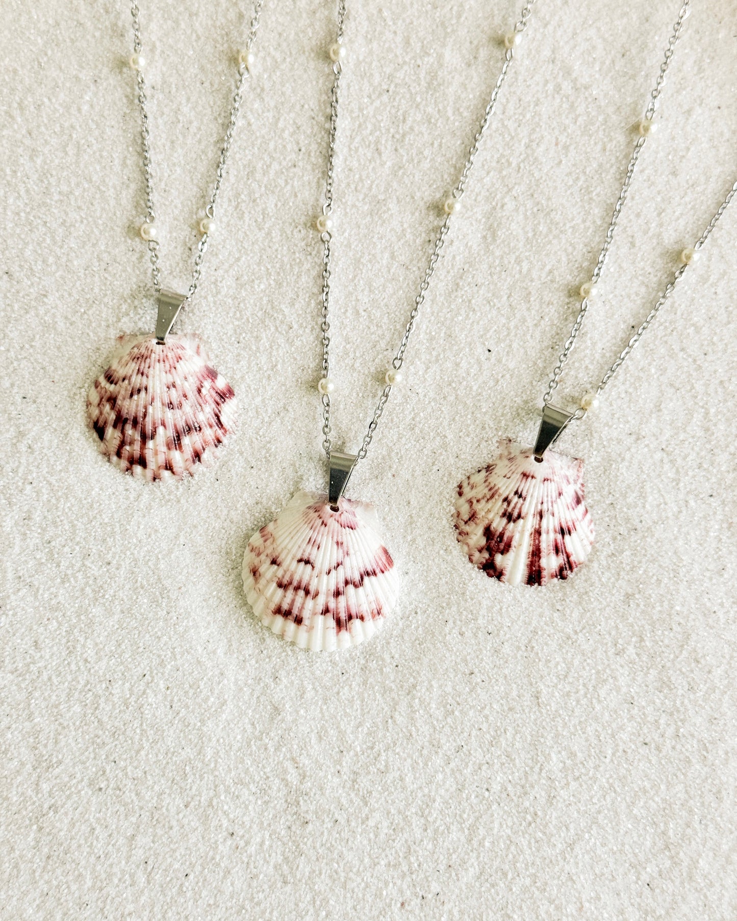 Dainty Pearl Silver Shell Necklace