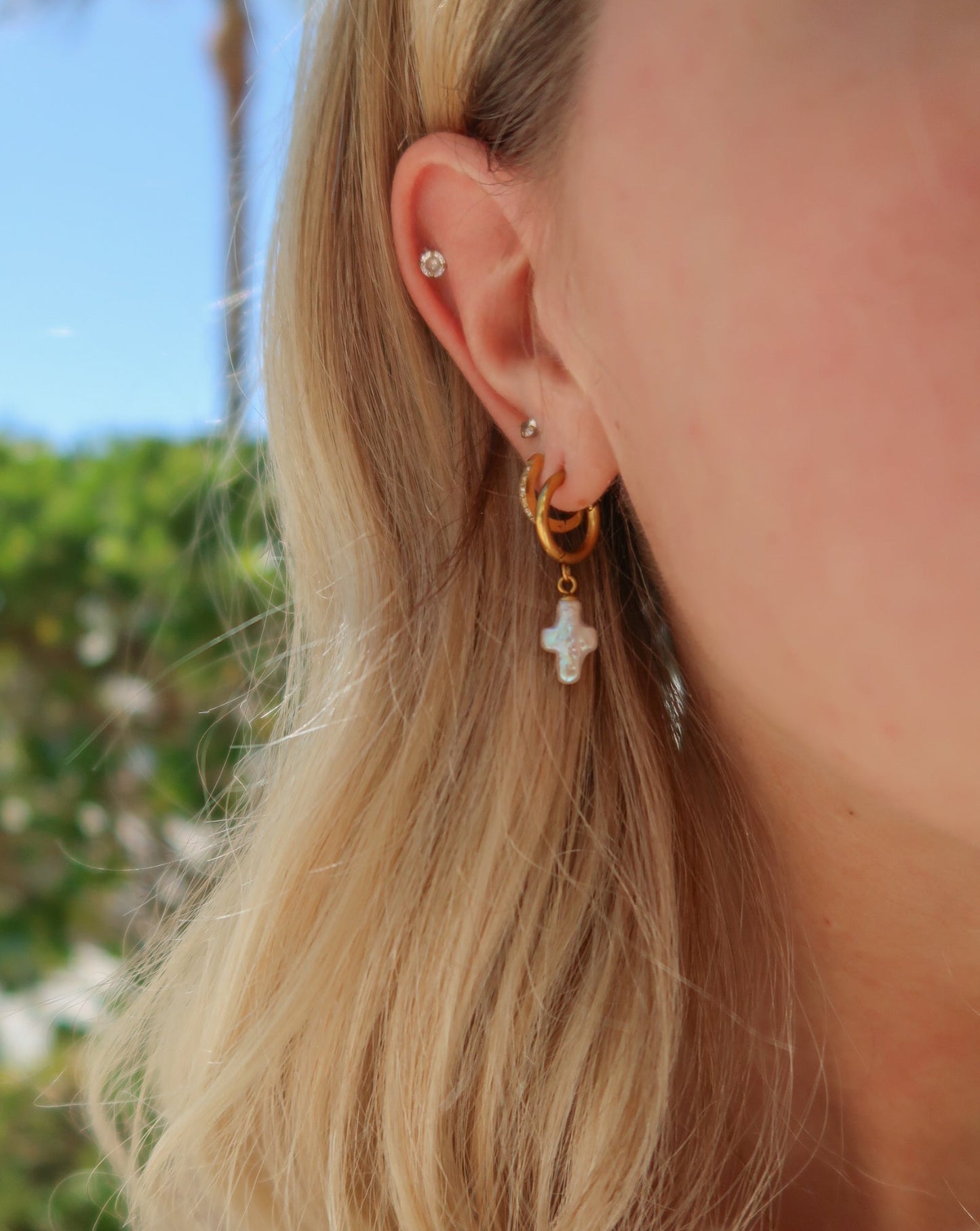 Cross by the Sea Earrings