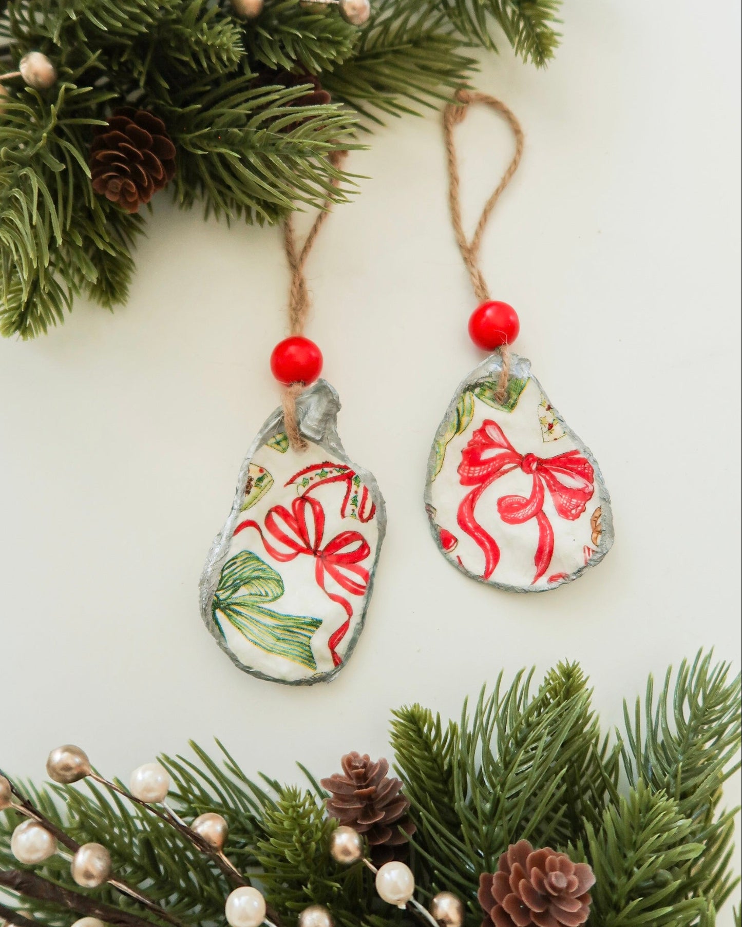 Red Bow Oyster Ornament