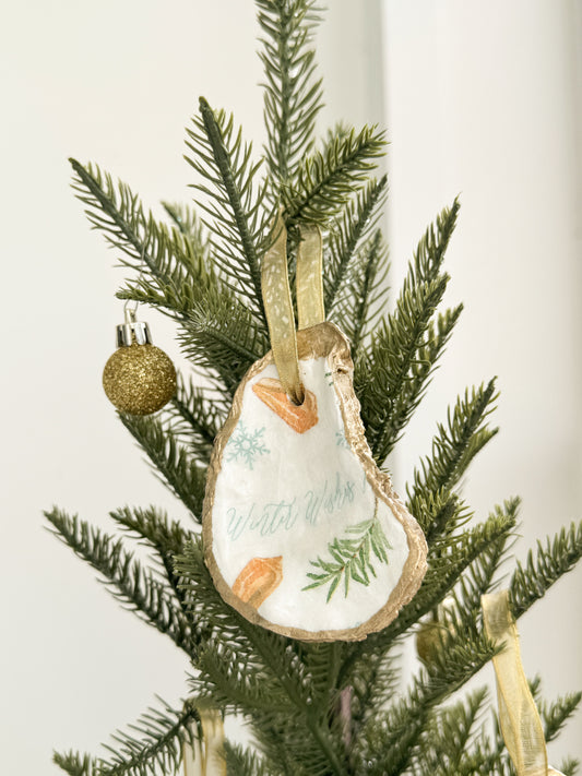 Seashells & Winter Wishes Oyster Ornament