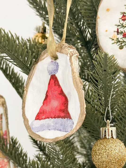 Santa Hat Oyster Ornament